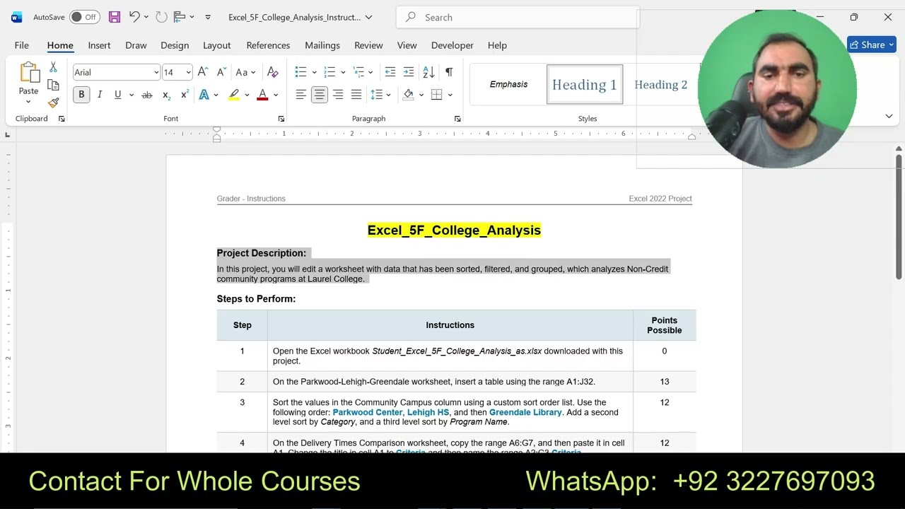 Excel 5F Laurel College Data Analysis GO22_XL_CH05_GRADER_5F_AS - Laurel College Data Analysis 1.1