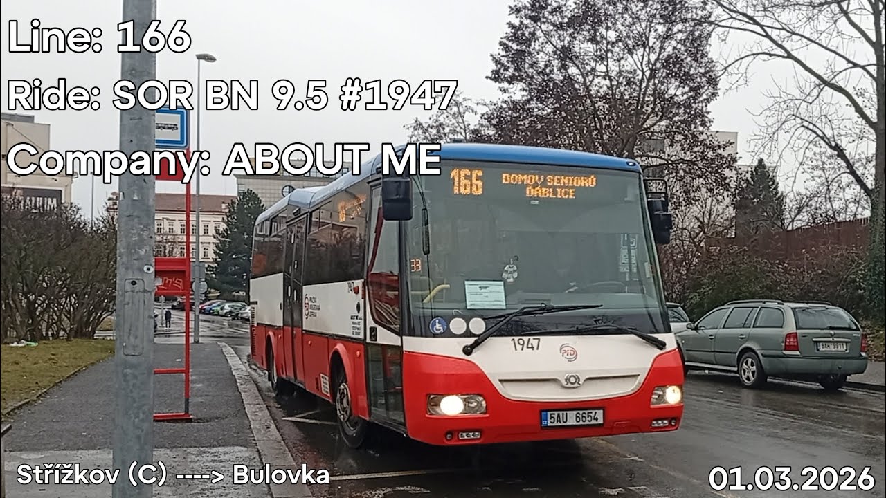 Line: 166 Ride: SOR BN 9.5 Company: ABOUT ME to Bulovka
