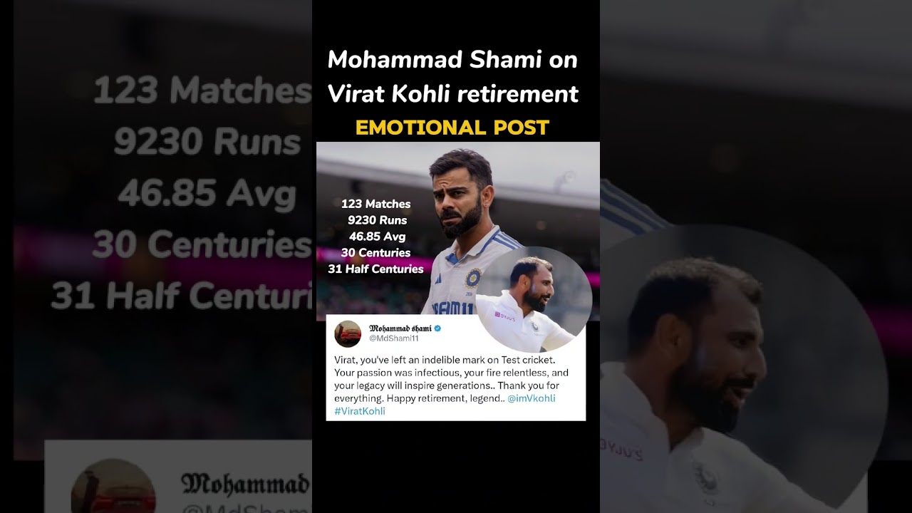 Mohammad Shami on Virat Kohli test retirement// Virat Kohli retirement