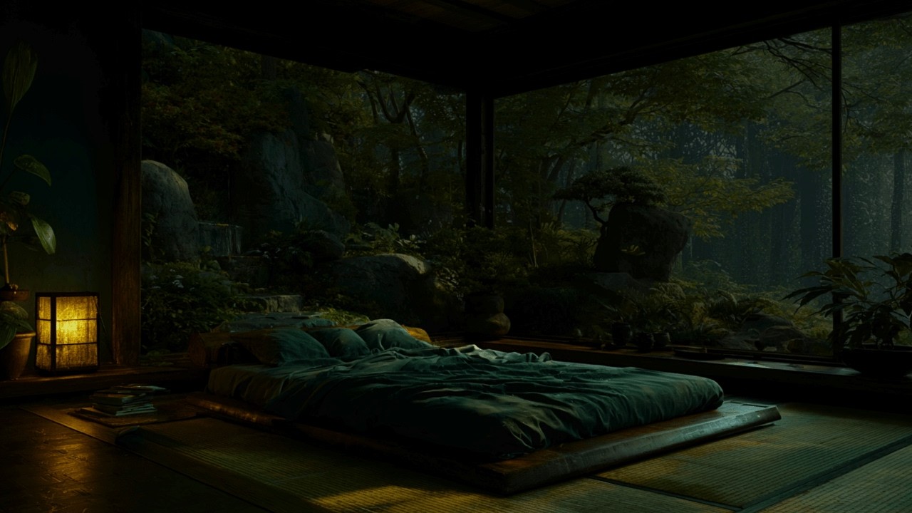 Sheltered in Rain – 10 Hours of Rain for Cozy Bedroom Sleep