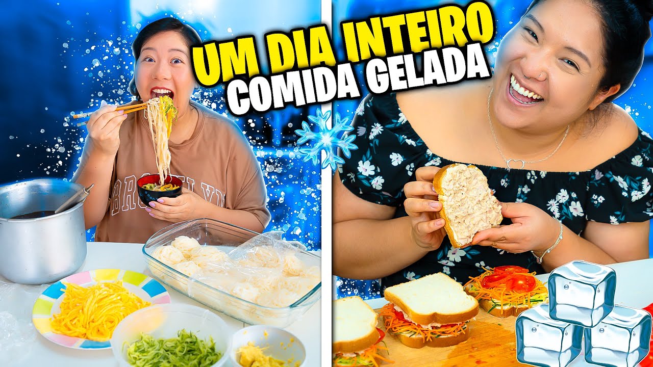 UM DIA INTEIRO SÓ COMENDO COMIDA GELADA | Blog das irmãs