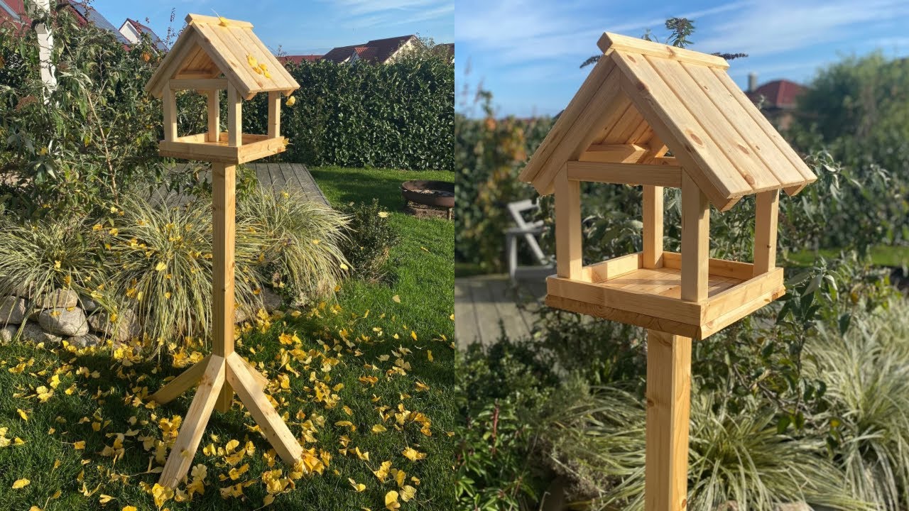 Vogelfutterhaus mit Ständer selber bauen......#diy #holz #handmade