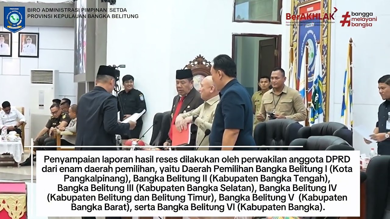 Gubernur Hidayat Arsani : Hasil Reses DPRD jadi Arah Pembangunan Bangka Belitung.