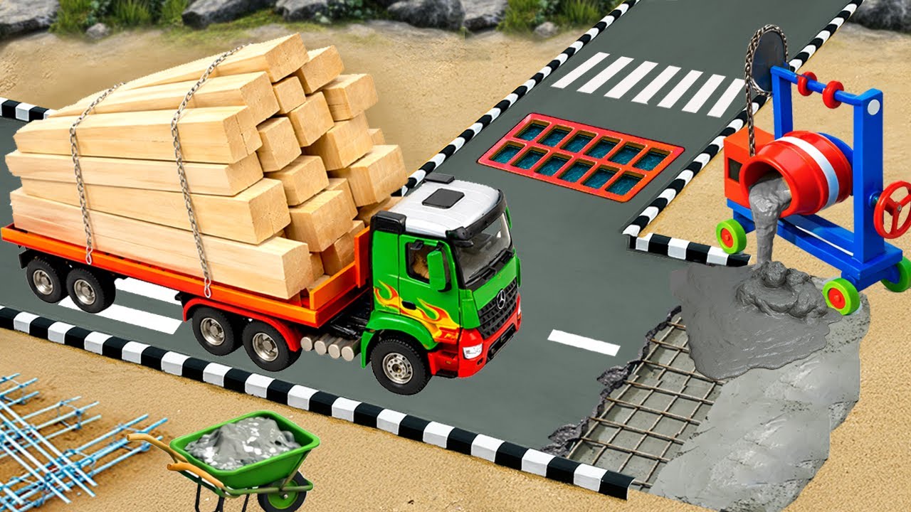 DIY Mini Builder Builds a Fresh Mini Brick Road for Heavy Trucks | Science Project