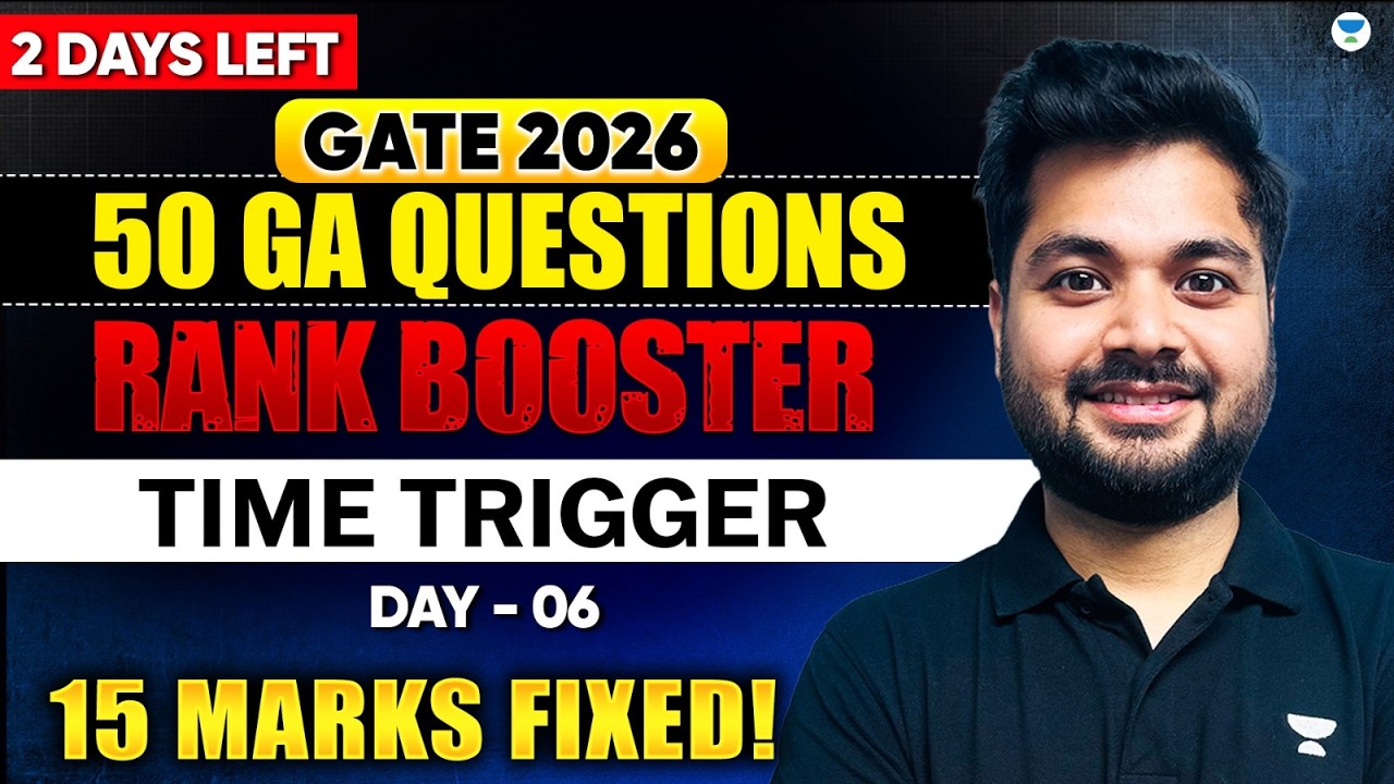 😲2 Days Left! || 🎯50 GA Questions for GATE 2026 | Time Trigger Series⏱️| By Swapnil Tiwari✅