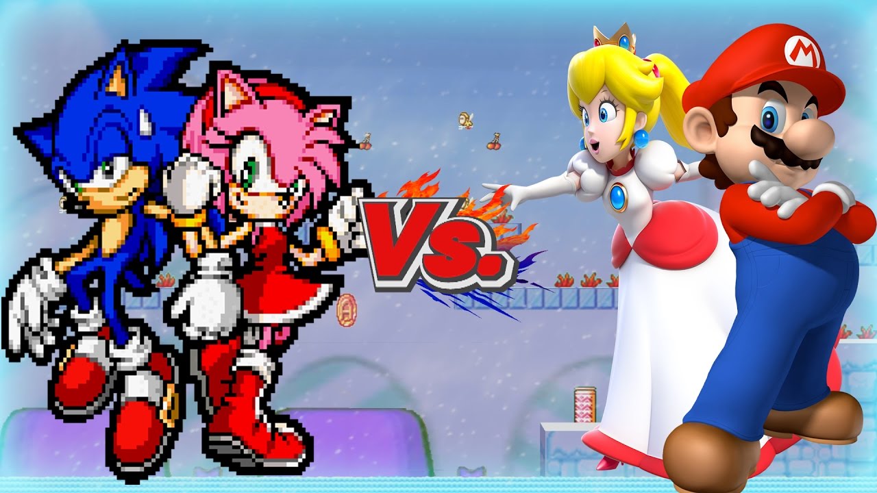 SSBB HD Ishiiruka Dolphin Emulated: Sonic and Amy Rose Vs Mario & Princess Peach