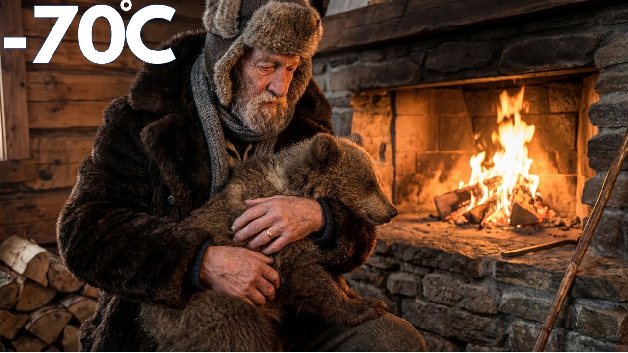 90 year old man saves bear cub from freezing in Yakutia Siberia