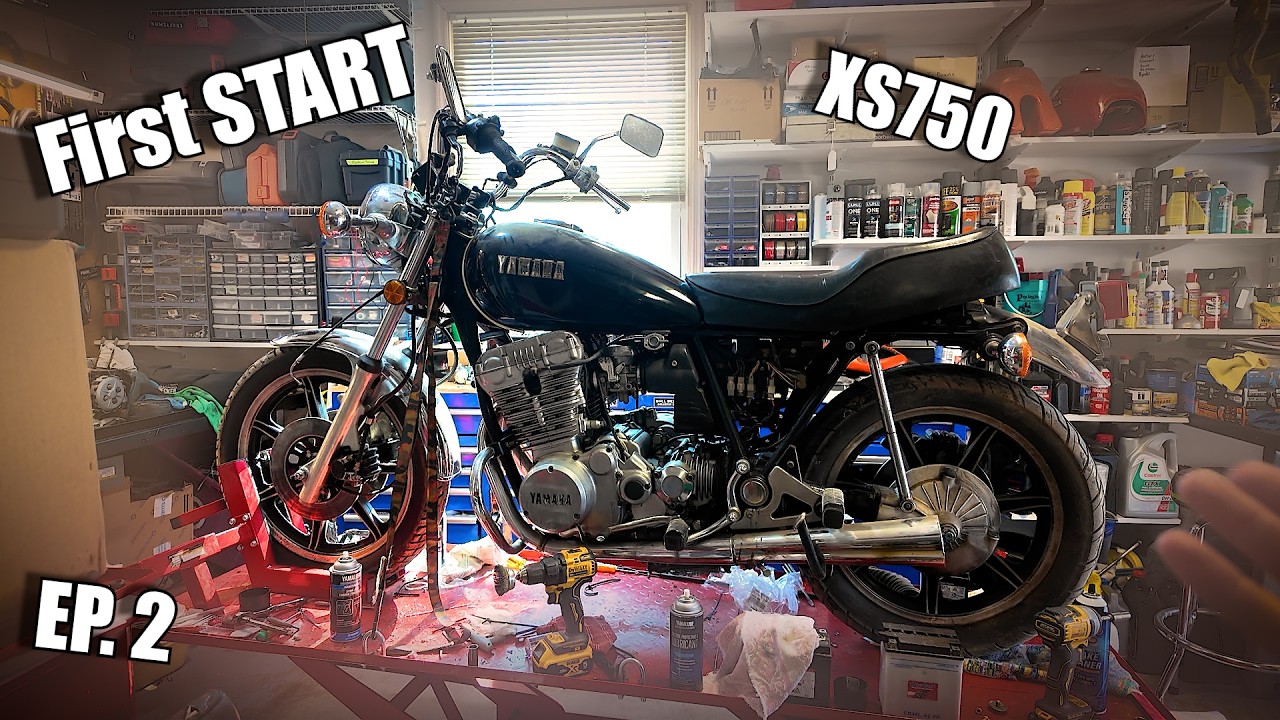 YAMAHA XS750 SPECIAL BUILD EP. 2 - FIRST START