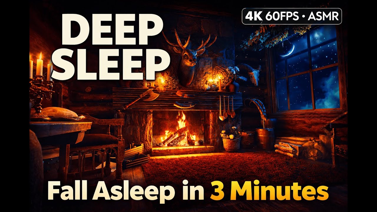 Nordic Fireplace ASMR Sleep Relaxing Ambience 4k
