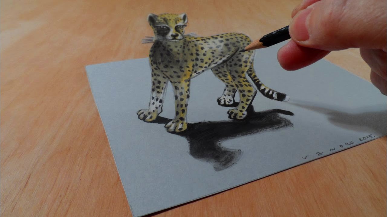 Drawing  3D Cheetah - Amazing Animals - Illusionistic Art