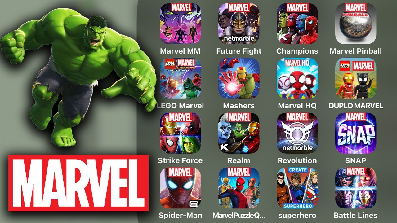 All MARVEL iOS/Android: MARVEL Mystic Mayhem,Future Fight,Contest of Champions,MARVEL SNAP,SpiderMan