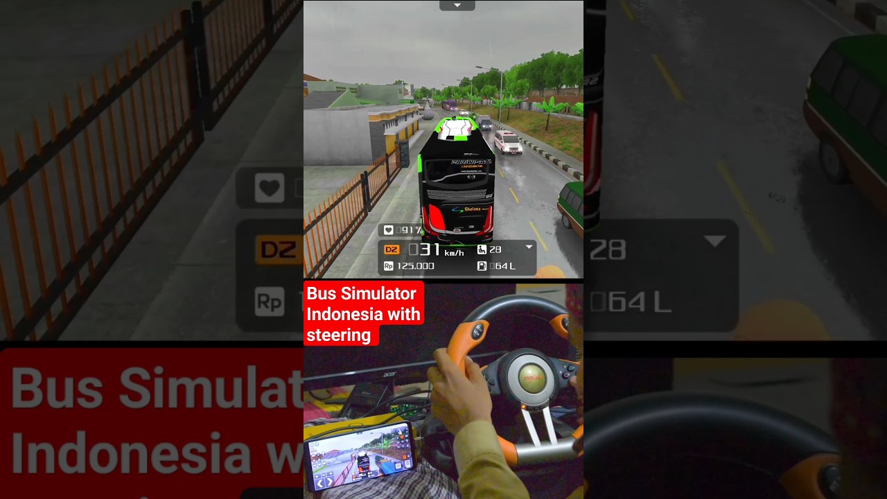 Bus Simulator Indonesia on Android with Steering Wheel 😲 🔥🔥 #shorts #viral #bussid #short