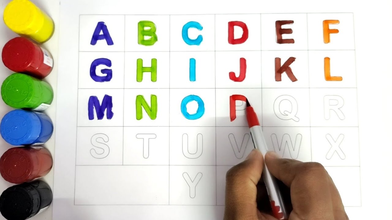 ABCD alphabets | a for apple b for ball | abc learning for toddlers | Alphabet coloring