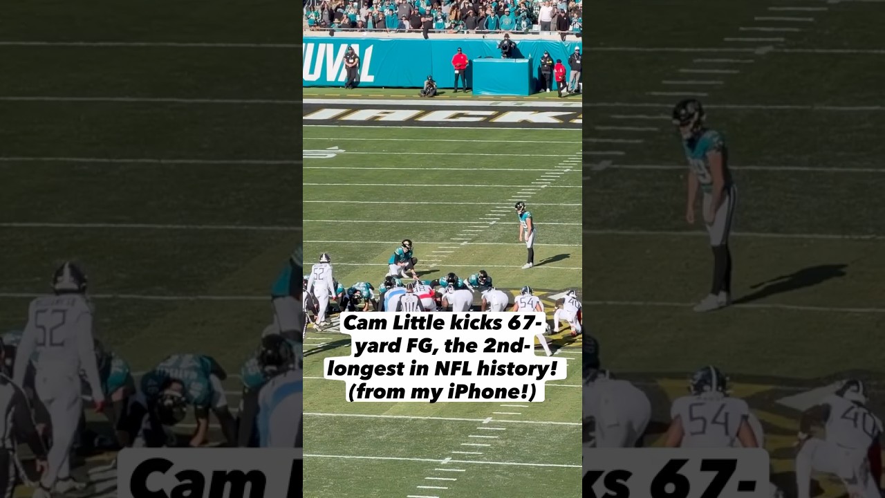 Cam Little kicks 67-yard FG, the 2nd-longest in NFL history! (from my iPhone!)