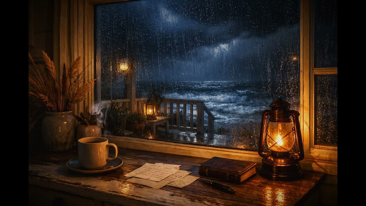 Seaside Cottage in a Thunderstorm 🌧️ | Rain & Thunder Ambience for Sleep, Study & Relaxing (3 Hours)