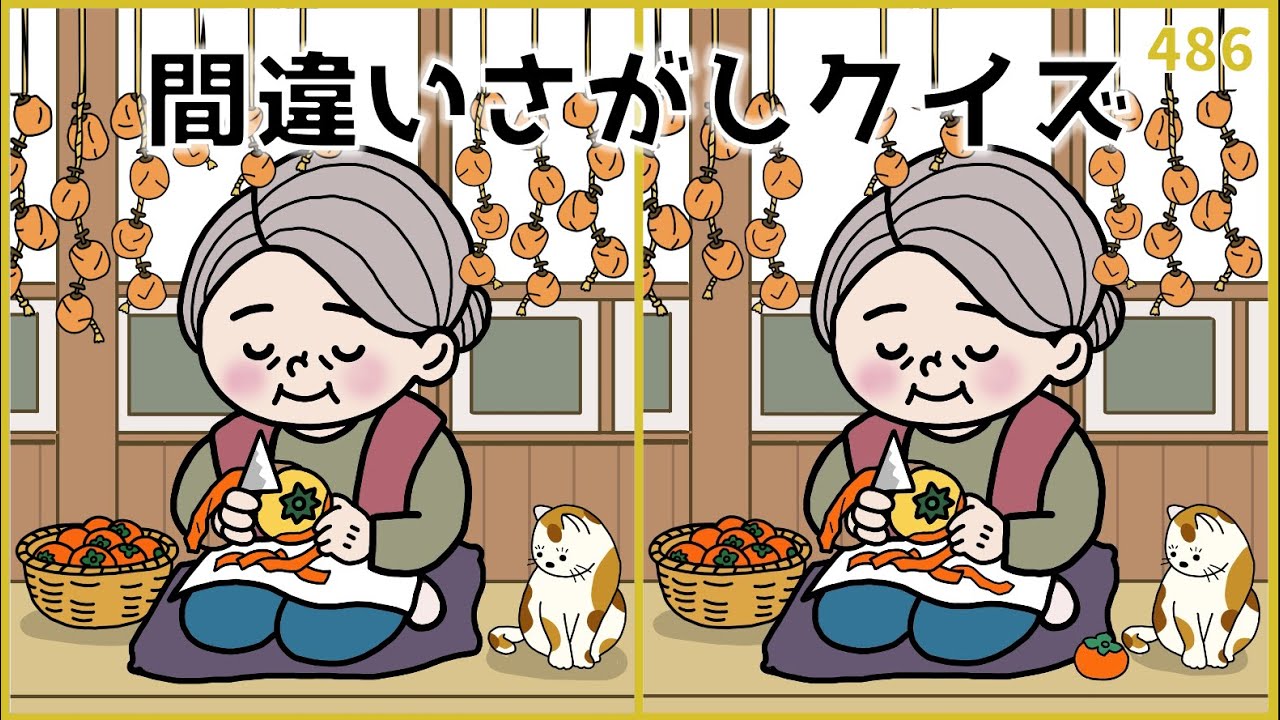【間違い探しクイズ】徐々に難しくなっていく！高齢者向け脳トレ動画【秋イラスト】#486
