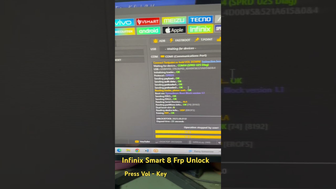Infinix Smart 8 ( X6525 ) Frp Unlock Tool 100% Done