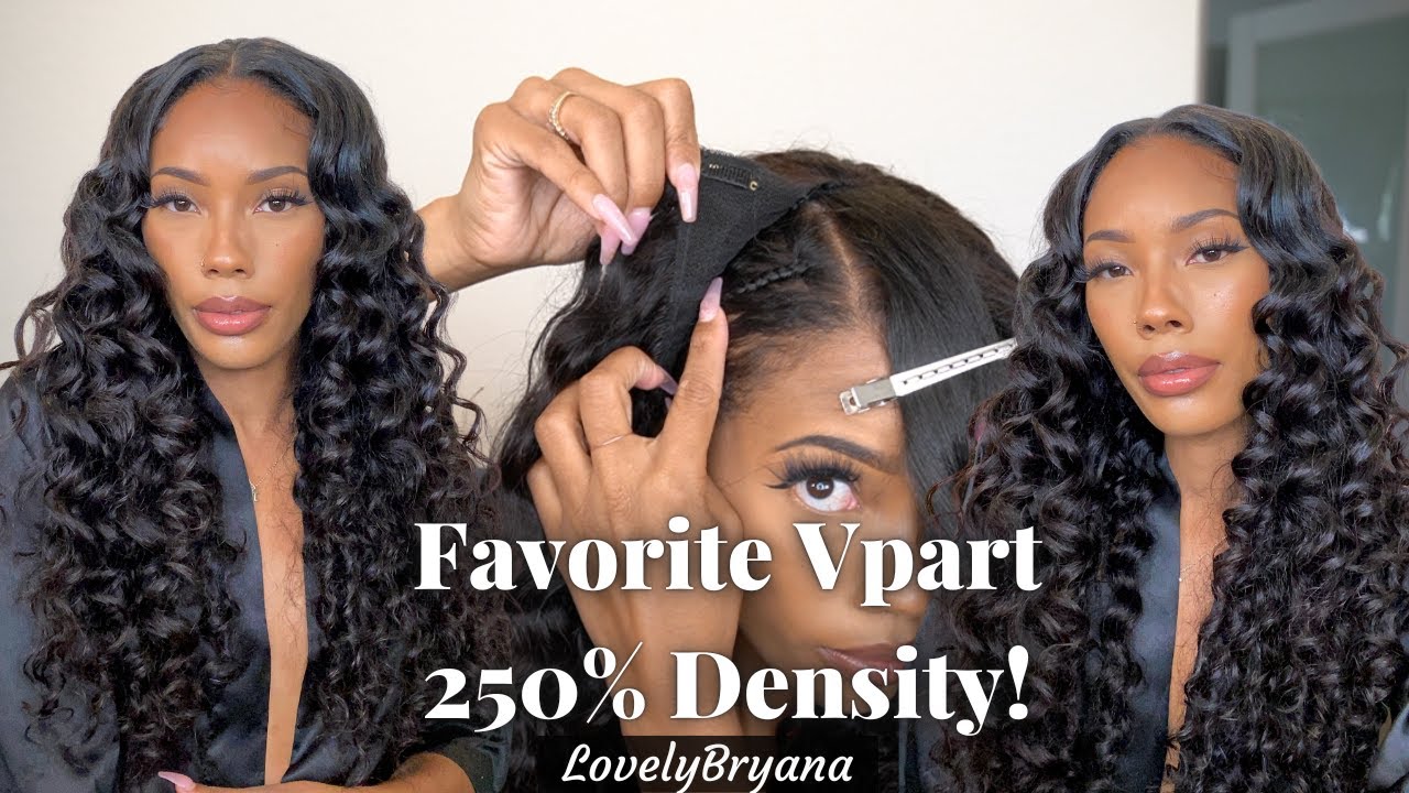 V part Wig Install : Upgraded More Breathable  | 250% Density Deep Wave Curly | LovelyBryana x Unice