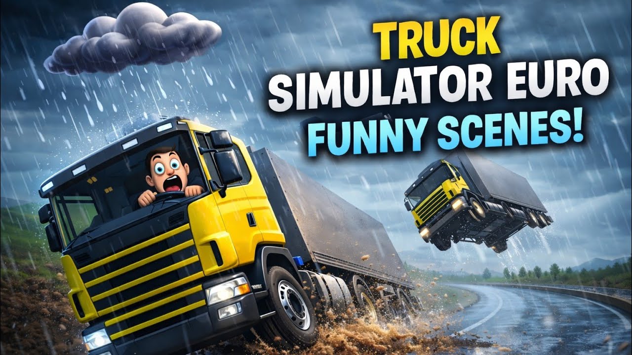Truck Simulator Euro – Crazy Rain Funny Moments! 🌧️😂
