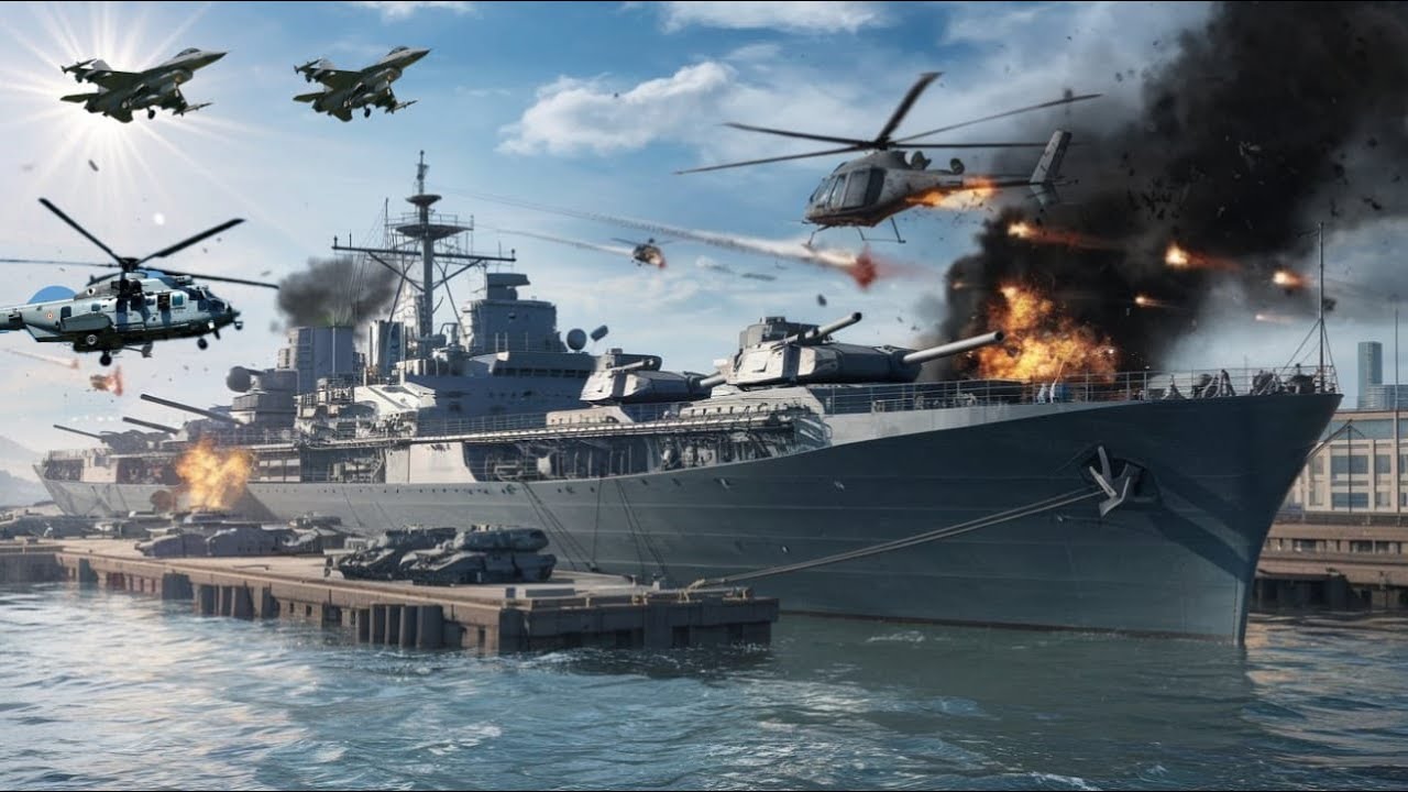 10 minutes ago! Russian naval base destroyed by US AH-64 Apache and F-35