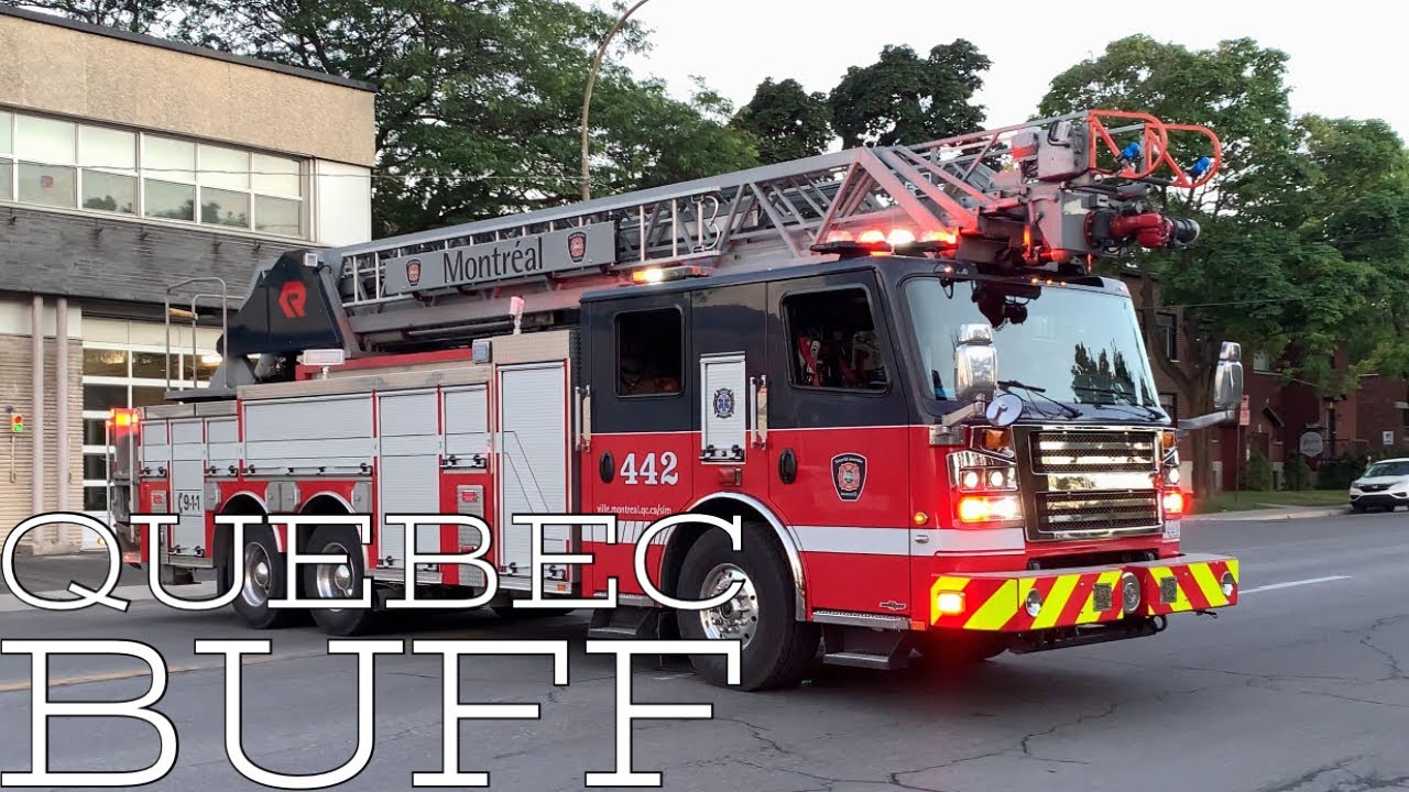 Montreal Fire Department (S.I.M.) Ladder 442 responding & Pumper 242 returning to station 42.