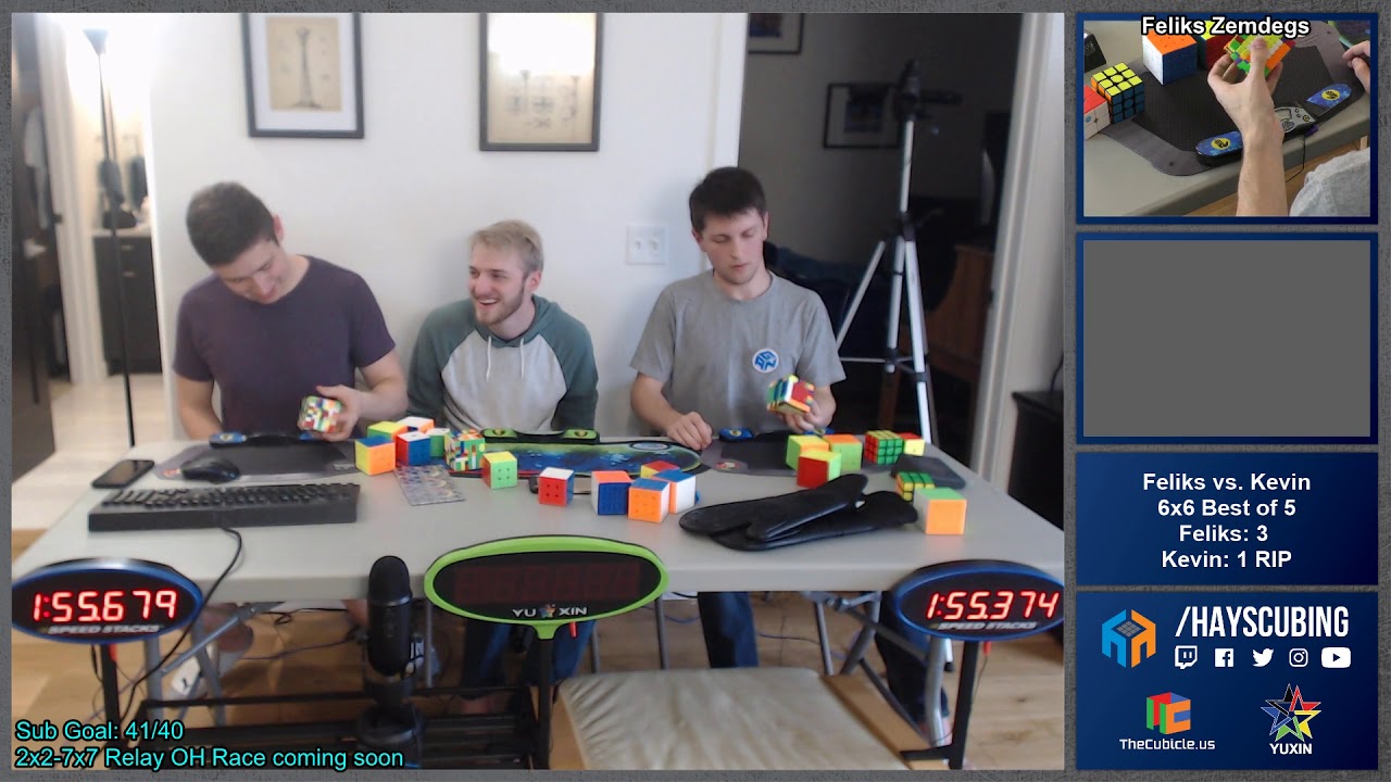 Feliks vs. Kevin 2x2 - 7x7 One handed relays