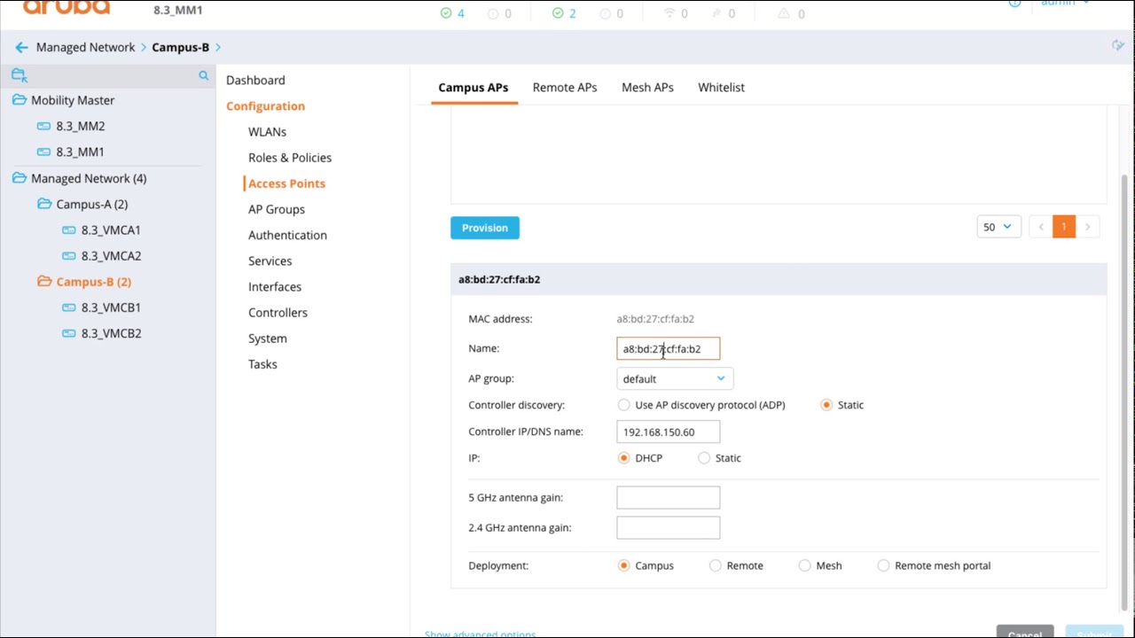 10   Provisioning APs in the Mobility Master
