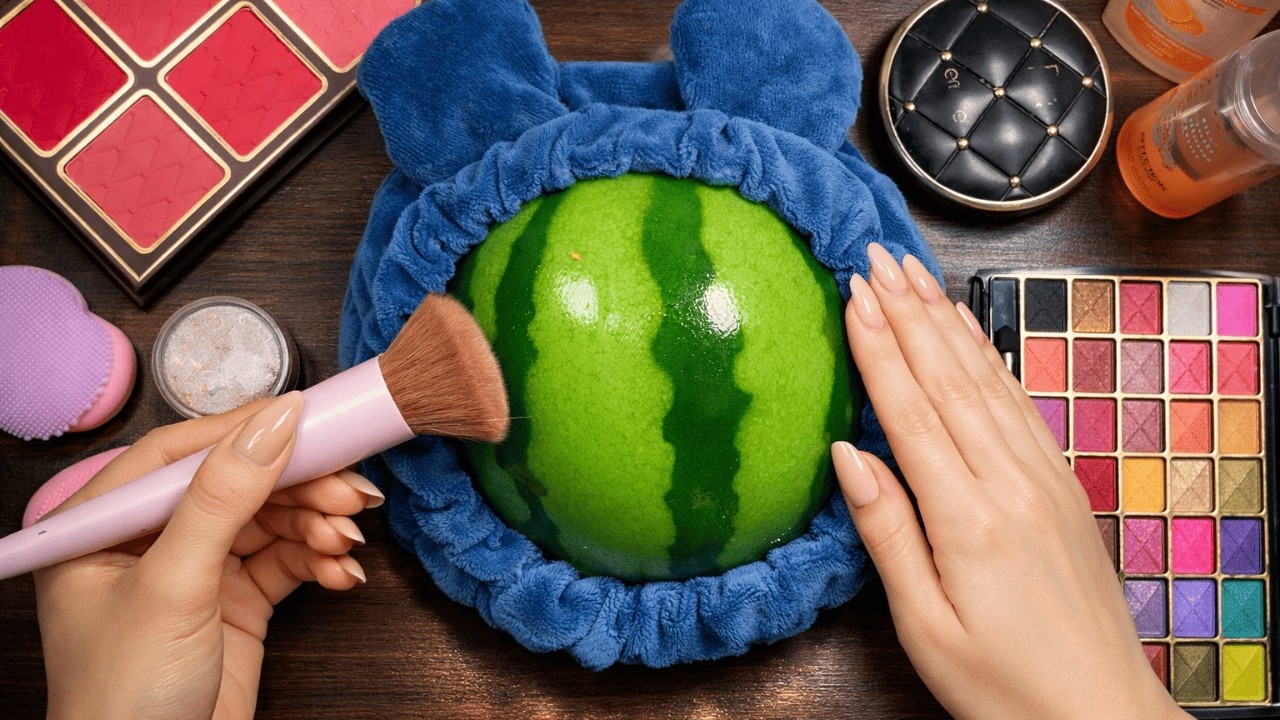 ASMR Makeup on Watermelon (No Talking)
