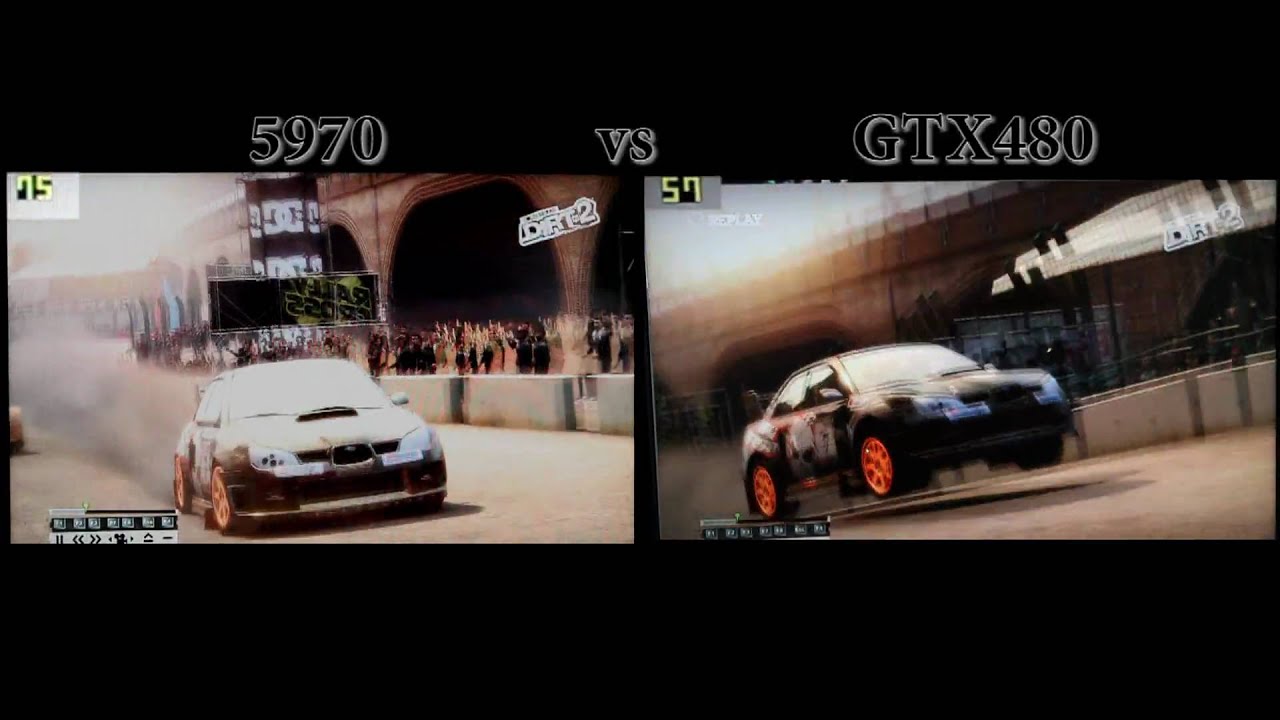 HD 5970 vs GTX 480 Dirt2 Showdown Maxishine Video