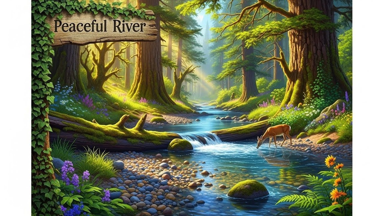 Tranquil River in Forest 🌲🌊 Relaxing Nature Ambience for Focus and Serenity #2974