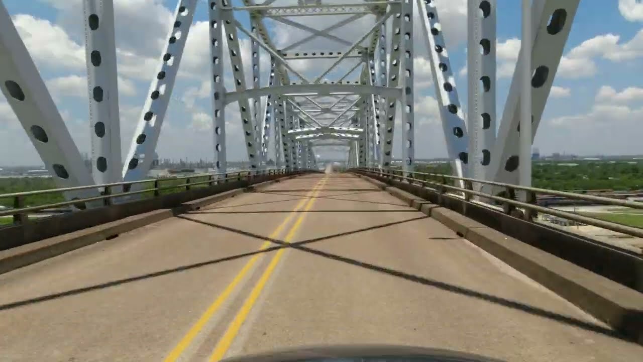 HD Driving MLK Bridge. Port Arthur Texas. Gulfgate Bridge. June 2022.