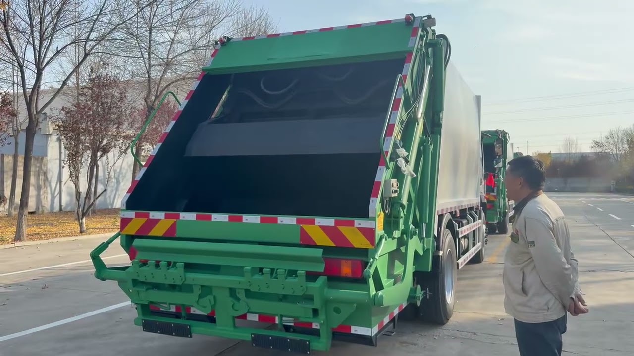 Compactor garbage truck operation demonstration