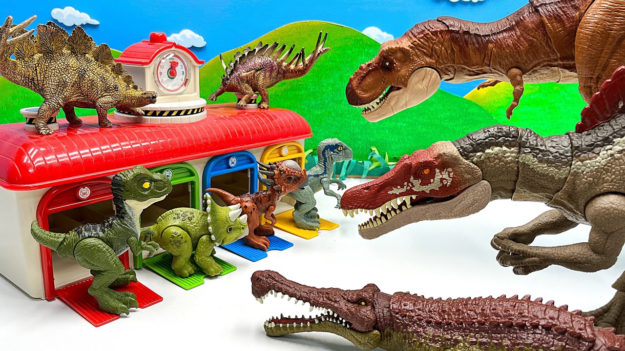 Dinosaur Color Garage | Triceratops T-Rex Brachiosaurus Stegosaurus
