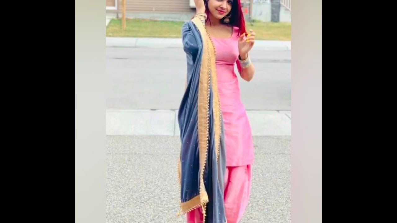 Latest design plain suits with contrast dupatta ideas|| trendy plain suits with contrast dupatta