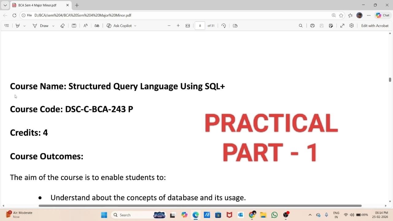SQL+ Practical Solutions | Gujarat University BCA Sem 4  (NEP 2020) | Part 1 | By Jainish Dabgar