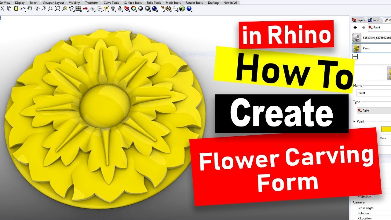 Creating Wood Carving Look Flower in Rhino 3D: Jewelry CAD Design Tutorial #65