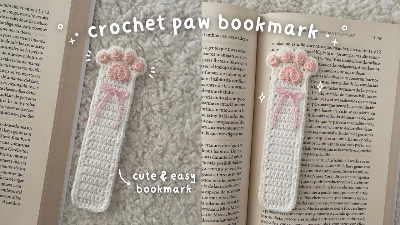 How to crochet a paw bookmark 🐾 ⋆˙⟡ | cute & easy step by step tutorial 