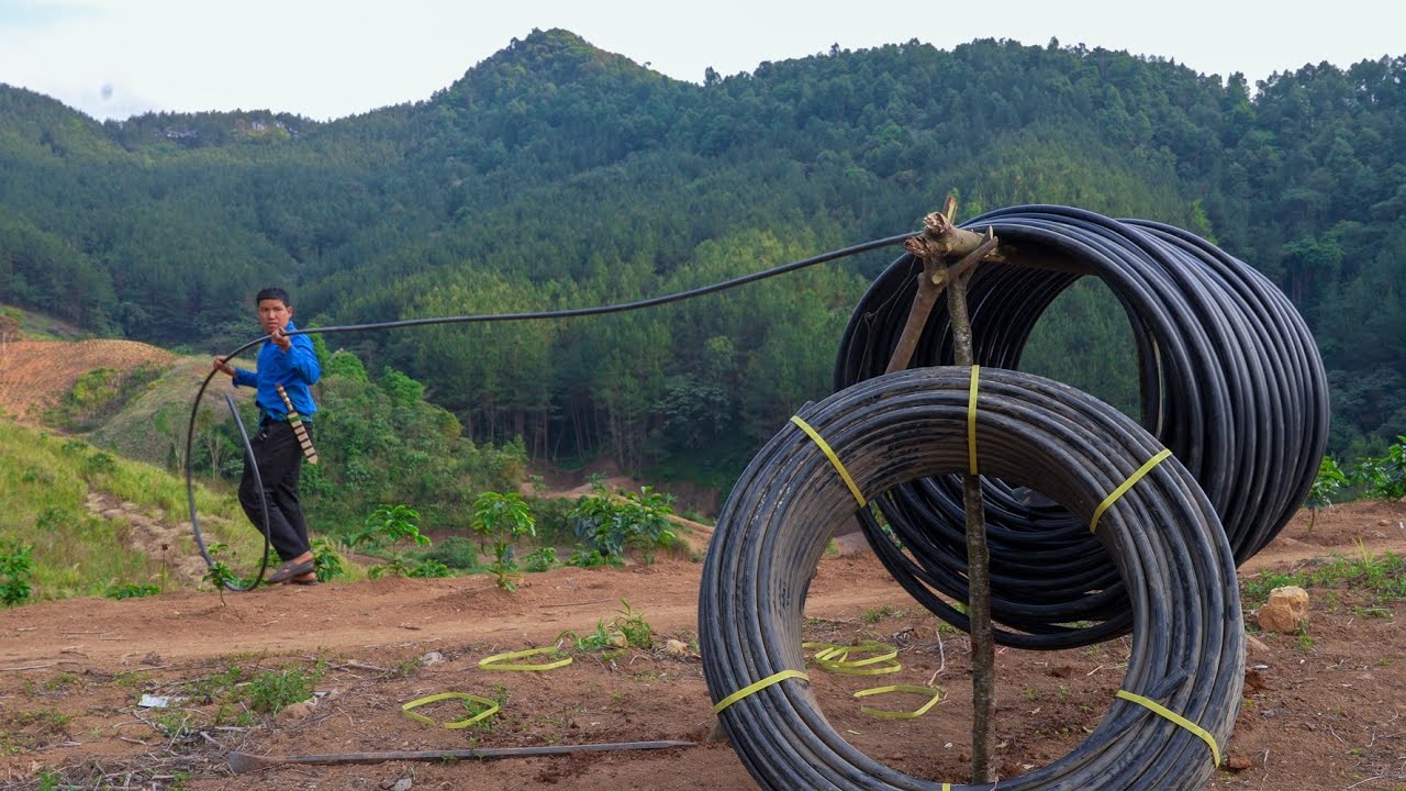 Bringing clean water to the farm, building wooden planks to create a water-filled living area.