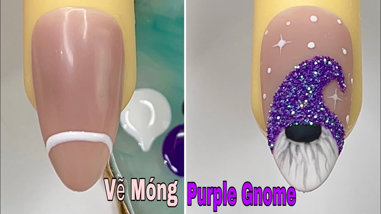 Purple Gnome Nail Art Step-by-Step For Beginner 💖Vẽ Móng💅 New Nails Design 💝 New Nails