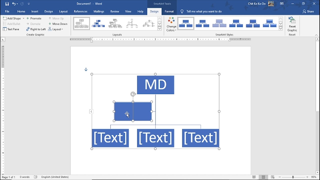 SmartArt Tools သုံးပြီး Organization Chart ဆွဲနည်းအပိုင်း (၁) | အခြေခံကွန်ပြူတာ | Experience Sharing
