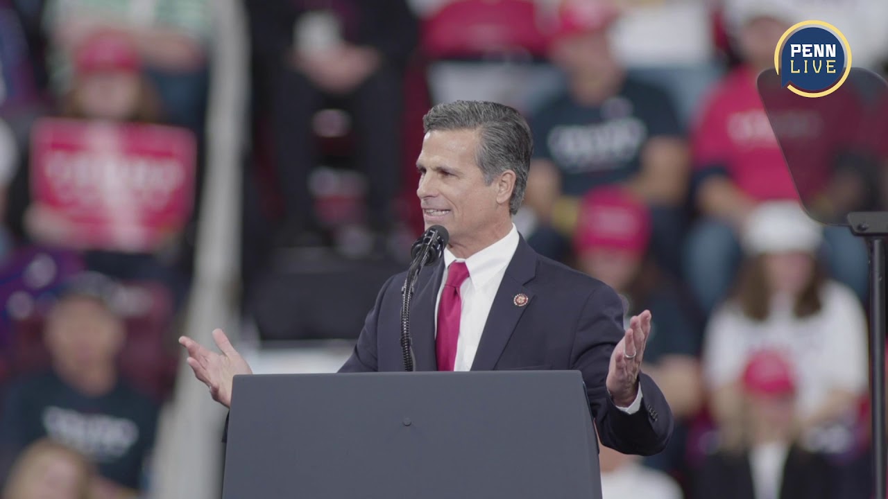 Rep. Dan Meuser (PA's 9th District) speaks at the Trump rally in Hershey
