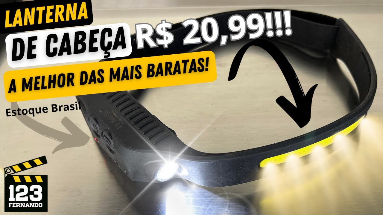 MUITO BOM E BARATO! LANTERNA DE CABEÇA COM BATERIA RECARREGÁVEL, SENSOR DE ACIONAMENTO E LUZ DUPLA!