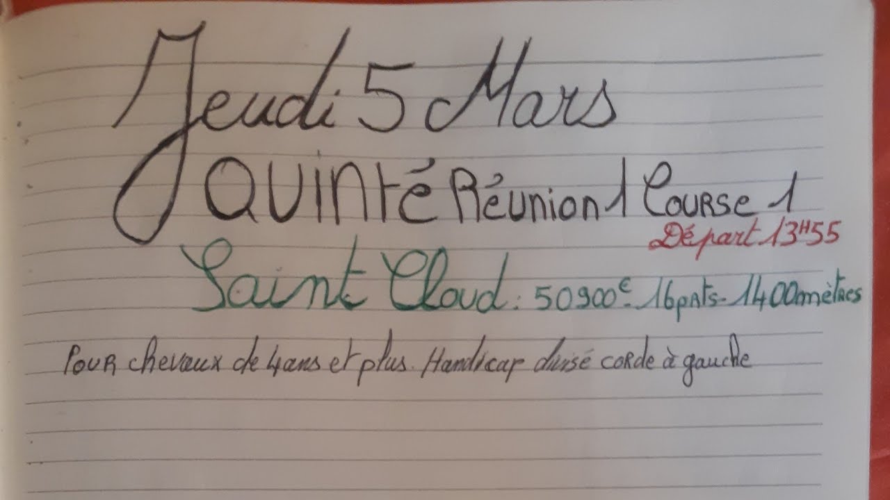 QUINTÉ +  JEUDI 5 mars 2026 saint cloud