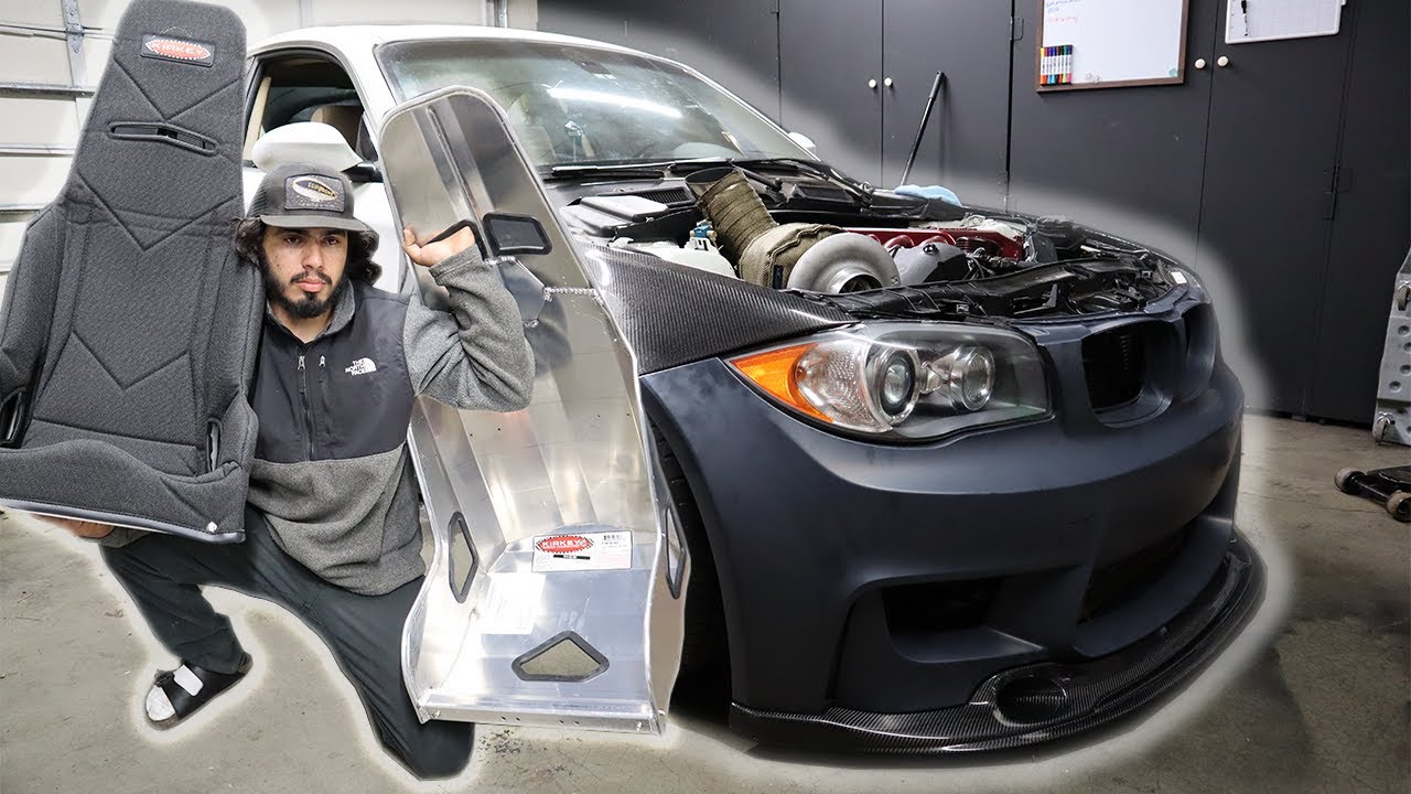 135i gets crazy light kirkey drag racing seats