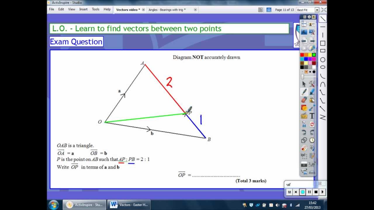 Vectors Tutorial (4/4) - Midpoints and ratios
