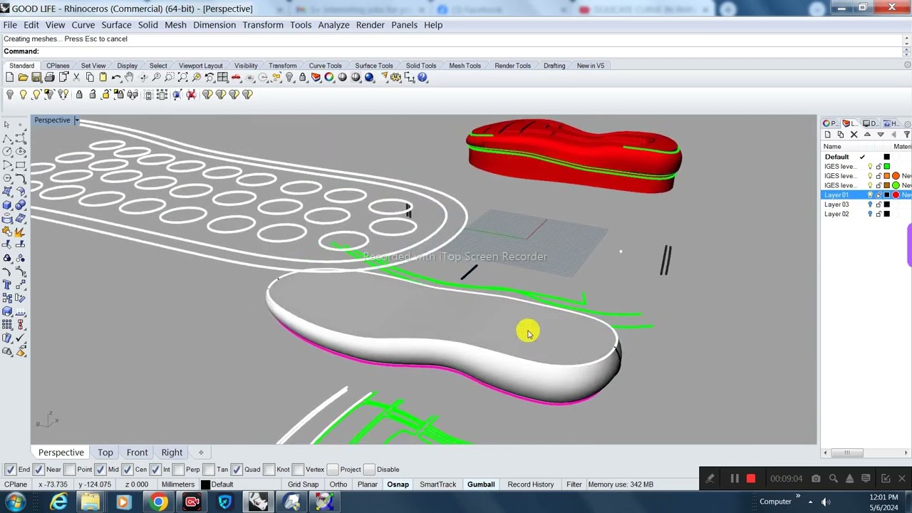HOW TO DESIGN GENTS SHOES SOLE IN RHINO