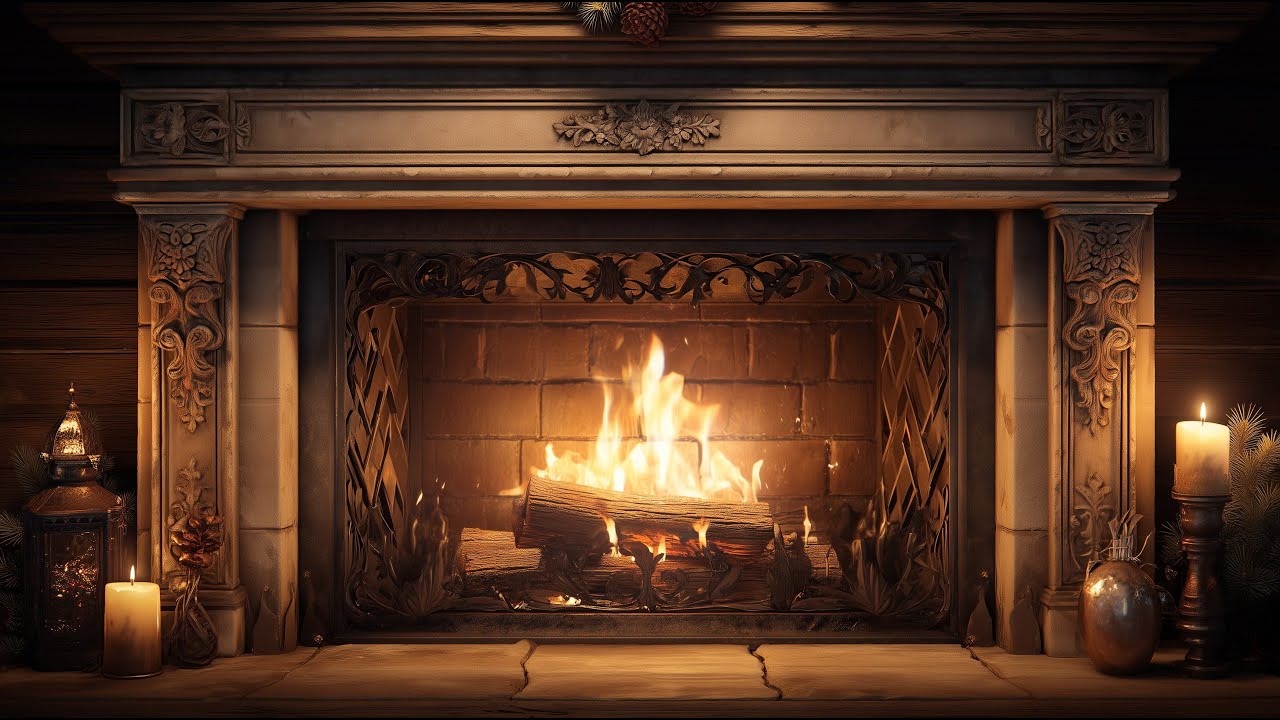 Elegant Fireplace with Crackling Fire in 4K | Cozy Vintage Ambience for Sleep, Study & Relaxation