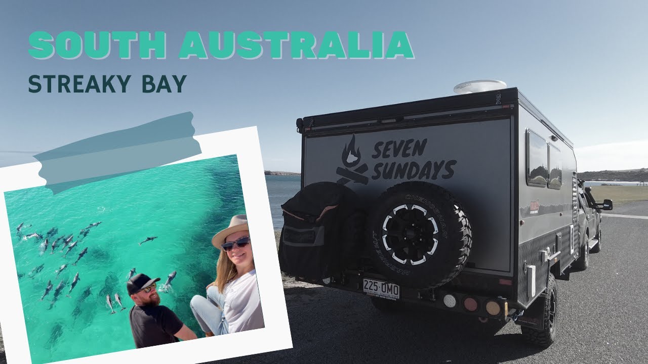 STREAKY BAY, SA | Huge pod of DOLPHINS | 90kms winds & storm bunkered down in the hybrid caravan