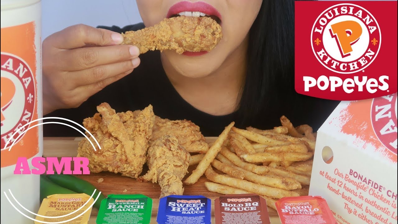 ASMR - Popeyes Fried Chicken - Crunchy Eating Sounds (No Talking)