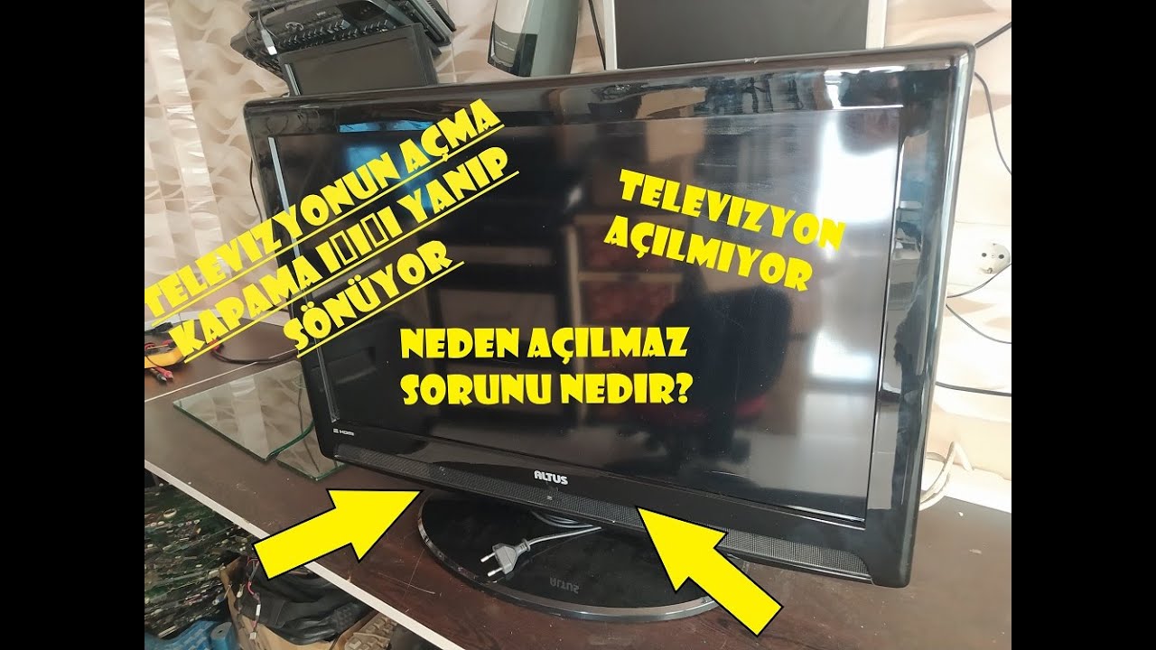 TELEVİZYONUN IŞIKLARI YANIP SÖNÜYOR, AMA AÇILMIYOR. KUMANDAYA BASINCA KIRMIZI IŞIK YANIP SÖNÜYOR.